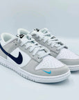Nike Dunk Low White Grey Navy Aqua Mini Swoosh SA Sneakers
